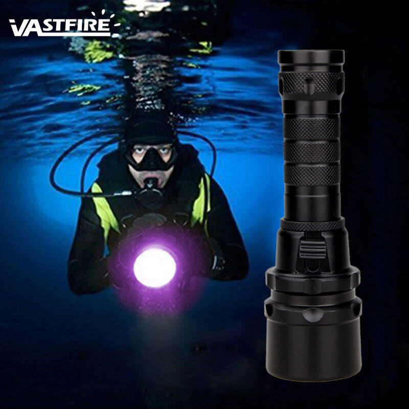 Senter UV 395nm untuk menyelam, senter menyelam tahan air, lampu UV Scuba, ungu, bawah air, lentera Ultraviolet untuk menyelam