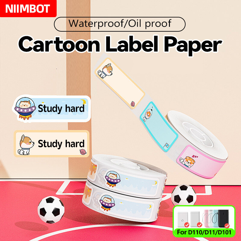 Niimbot D101 D11 D110 kolorowa naklejka na imię dziecka dla dzieci kreskówka inteligentna przenośna drukarka etykiet etykieta termiczna wodoodporna