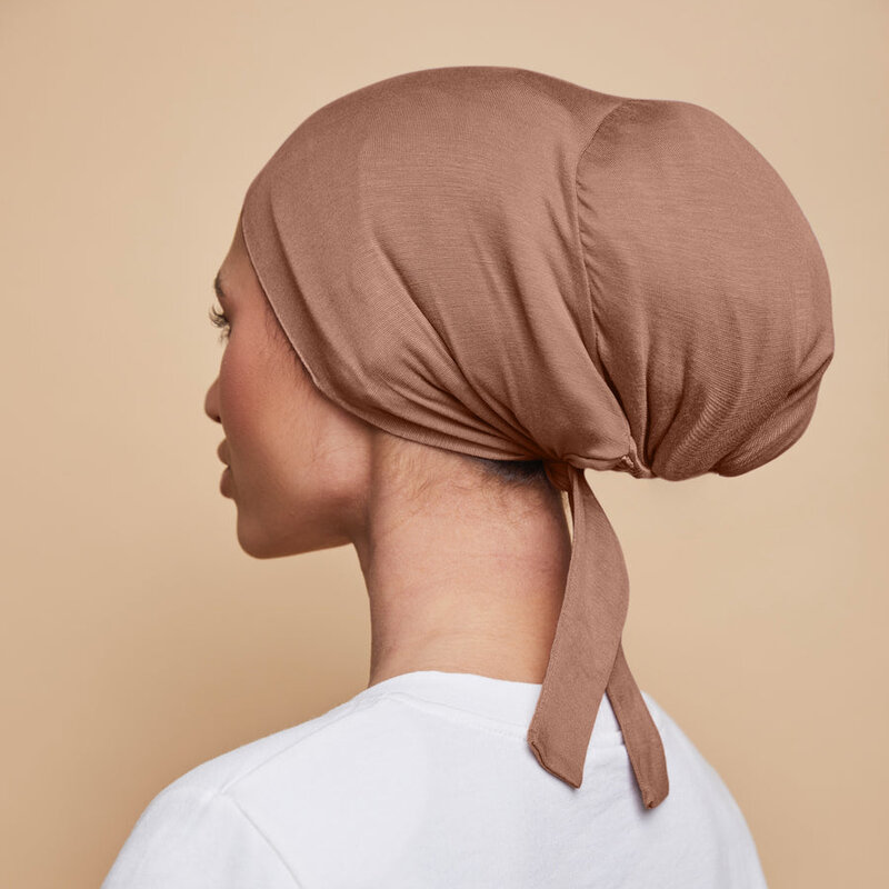 Modal Lembut Syal Elastis Topi Jilbab Dalam Muslim Lapisan Satin Sutra Tipis Topi Jilbab Wanita