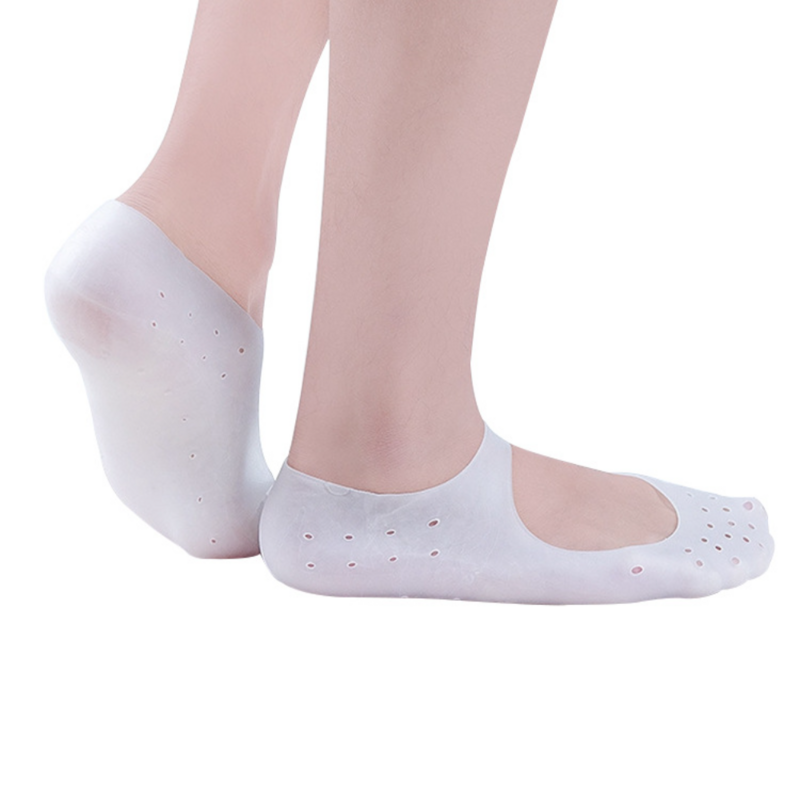 2 buah kaus kaki perawatan kaki silikon Anti retak Gel pelembap kaus kaki pelindung penghilang nyeri kulit mati retak alat pedikur