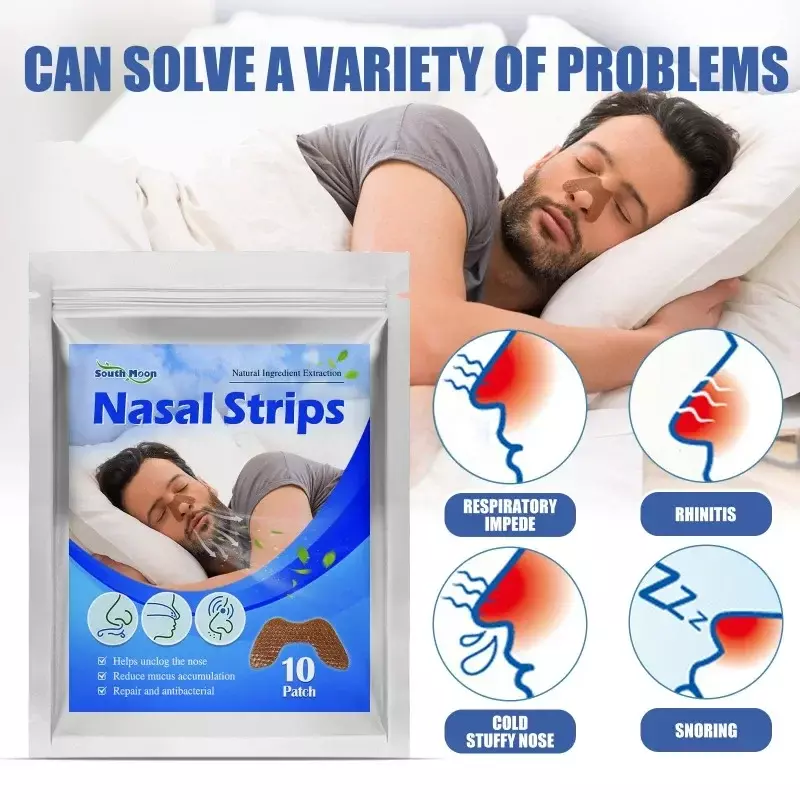 Anti-ronco tiras nasais, etiqueta do sono, bom sono, tiras nasais, bom auxílio para dormir