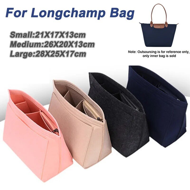 Tas selempang bulu pas untuk Longchamp tas tangan tas Liner tas Makeup kain Felt mendukung Travel Organizer sisipan portabel