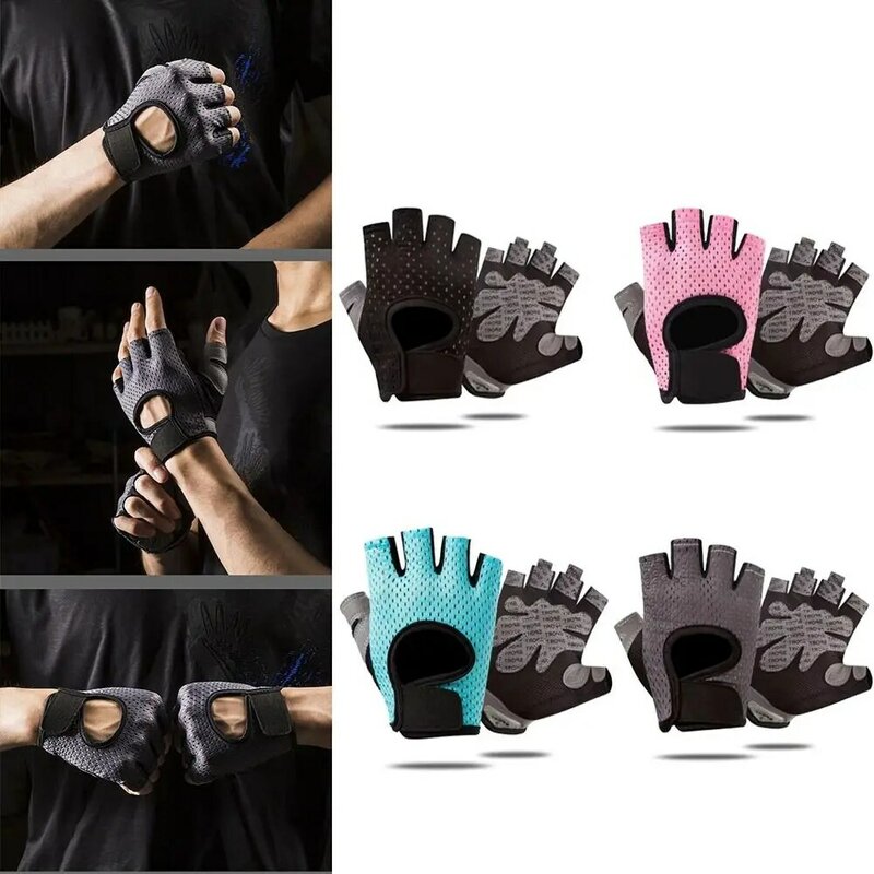 Luvas de treino respirável sem dedos para homens e mulheres, Ginásio Fitness Exercício, Luvas Metade do Dedo para Levantamento de Peso