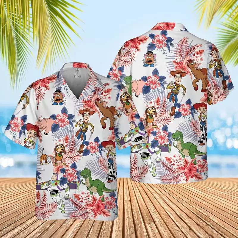 Гавайская рубашка «История игрушек» для мужчин и женщин, модная сорочка с коротким рукавом, топ в стиле Дисней, гавайский Базз, светильник, лето