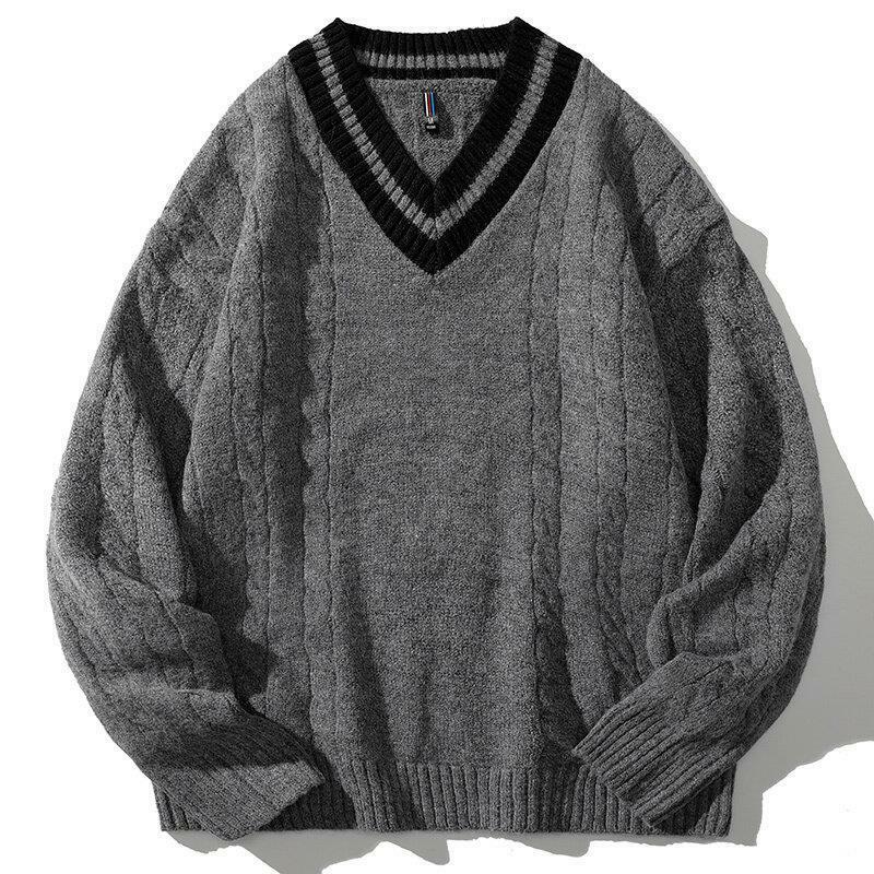Suéter informal con cuello en V para hombre, suéter de moda Twist, otoño e invierno, 2023