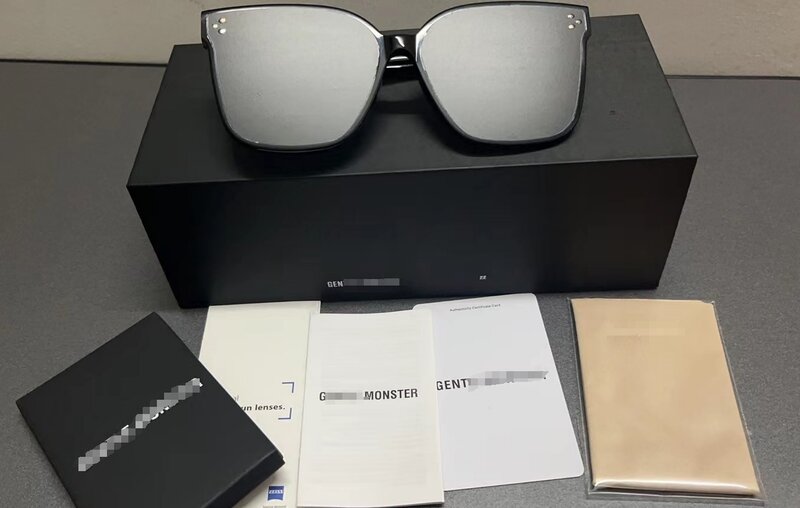 GM Her 01 gafas de sol cuadradas negras Vintage, gafas de sol cuadradas suaves de lujo, Her 01 Zeiss, Monst METO, UV400, conjunto de regalo
