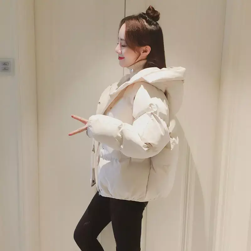 Female Coats Women Warm Solid Thick Down Jacket Cotton Padded Winter Hooded Parkas Casual Fashion Student Loose Snow Outwear New