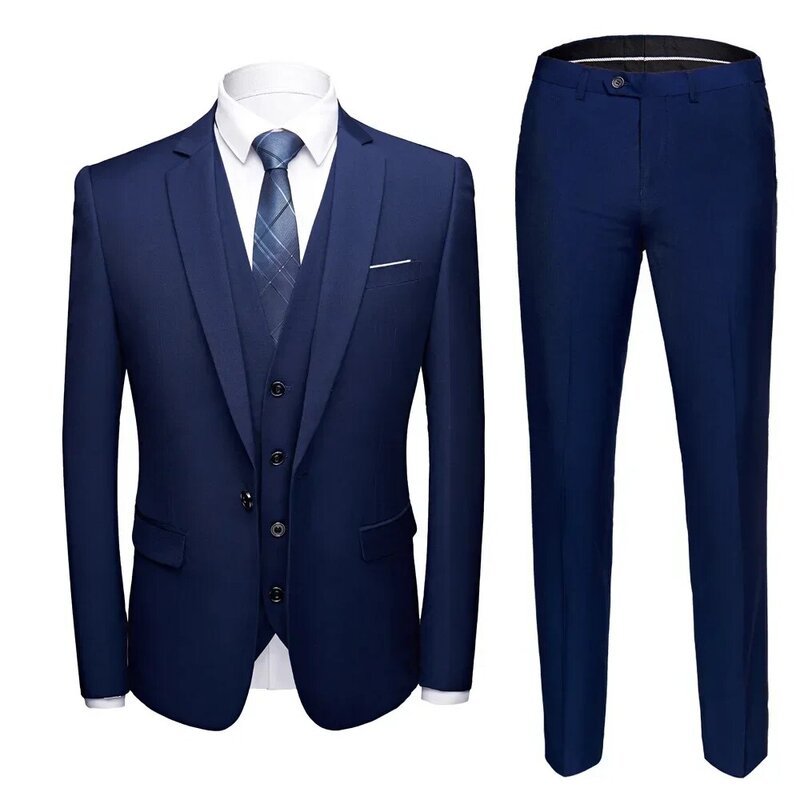 Men Blazers Suit Wedding 3 Pieces Business 2 Set Elegant Luxury Full Coat Pants Design Latest Vest 2023 Slim Fit Jacket Trousers