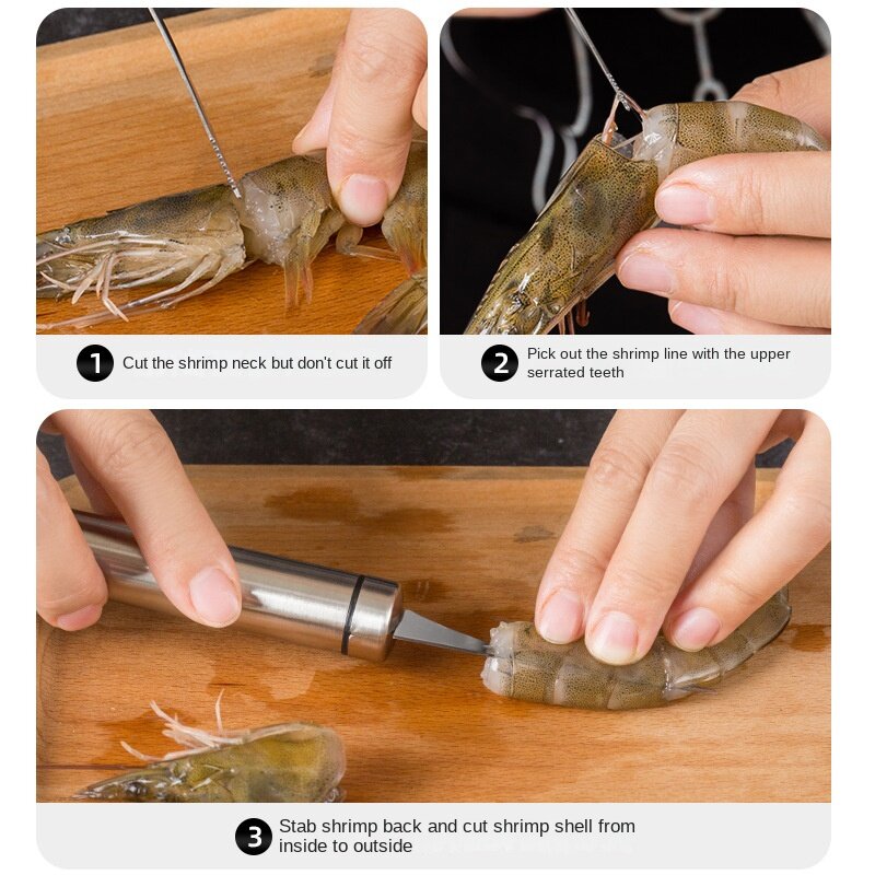 Roestvrijstalen Garnalen Draad Keuken Tool Cleaning Darm Peeling Shell Artefact Gadgets Voor Gemak