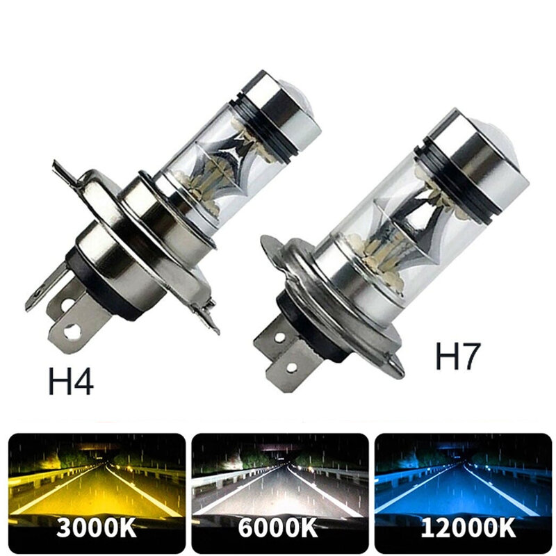 2X 100W H4 H7 Super Bright 20Smd Led Car Daytime Running Driving fendinebbia 6000K Auto Driving Headlight High Low Beam lampadine