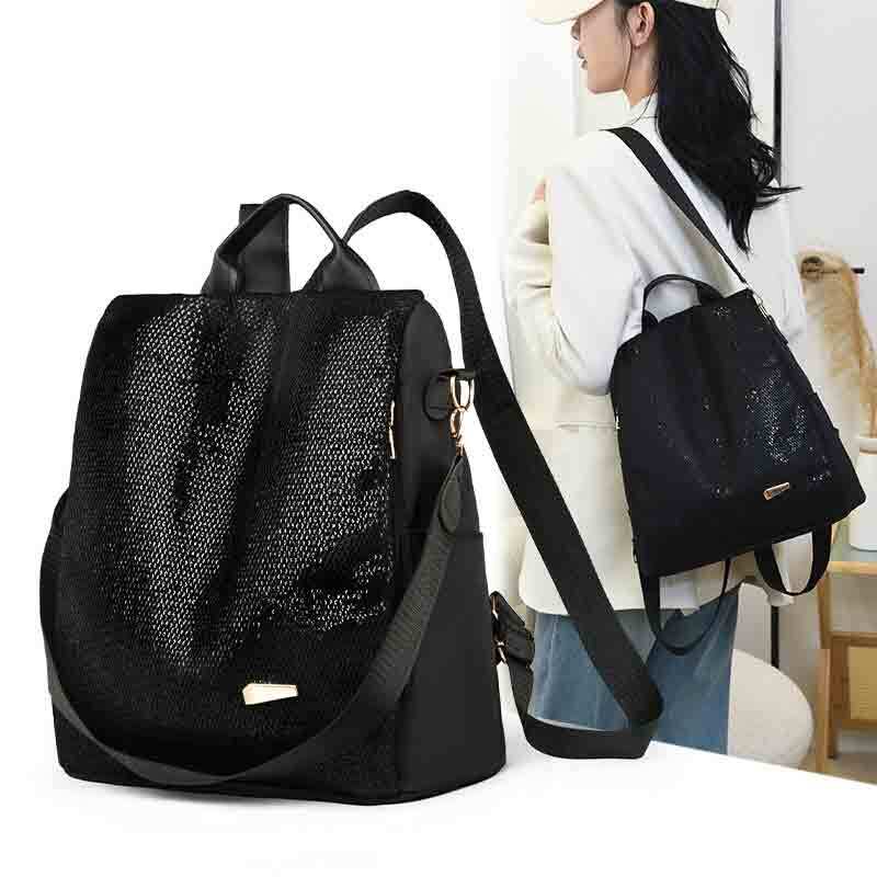 Solid Color Sequin Women Backpack Oxford High Quality Large Capacity Travel Female Bagpack 2024 Fashion Girls School Back Packs