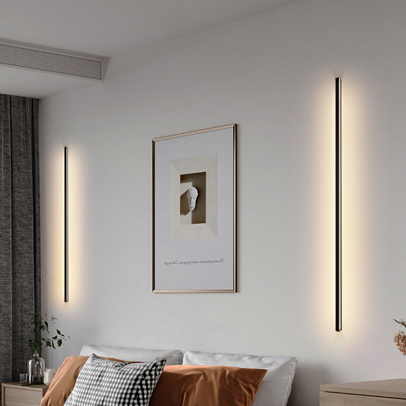 Lámpara de pared de tira larga, luz LED creativa, moderna y minimalista, para sala de estar, dormitorio, mesita de noche, balcón, pasillo, estilo nórdico y Simple