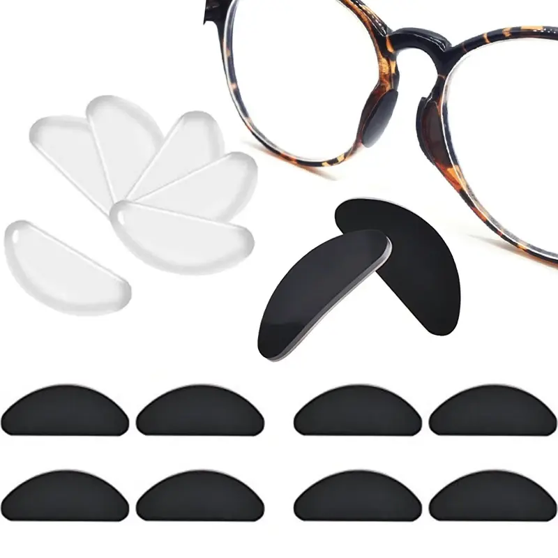 25 Pairs Glasses Nose Pads Adhesive Silicone Nose Pads Non-slip Clear Black Thin Nosepads for Glasses Eyeglasses Accessories