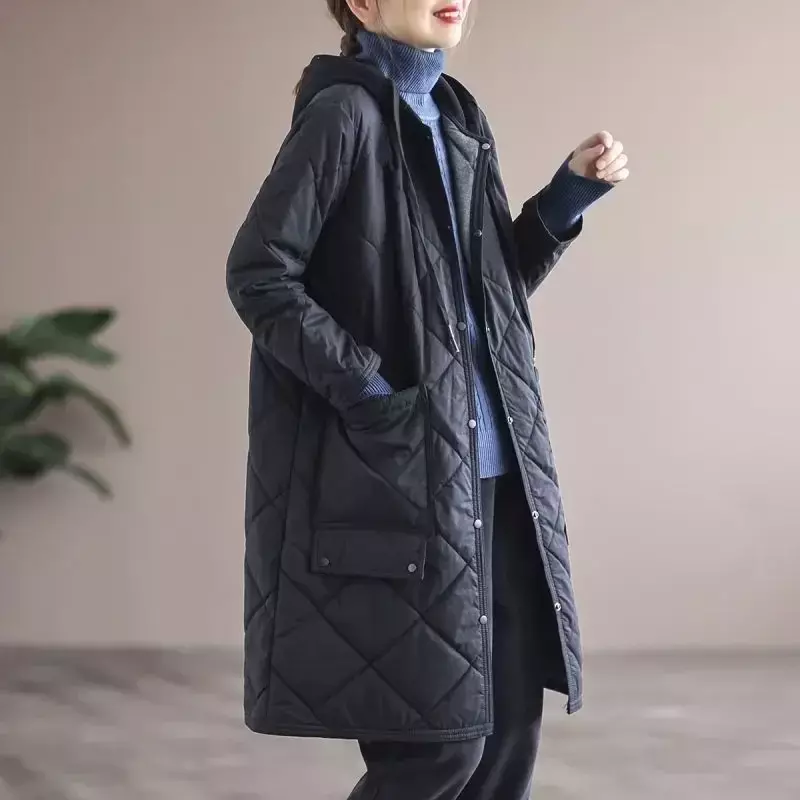 Мужская зимняя теплая хлопковая куртка с капюшоном, Свободное пальто, однобортные однотонные повседневные куртки с длинными рукавами и карманами, парки