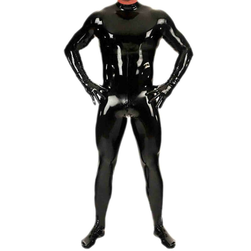 MONNIK-Terno de látex preto para homens, sexy, apertado, borracha, BDSM, estilo submisso, bodysuit, roupa interior personalizada, espartilho
