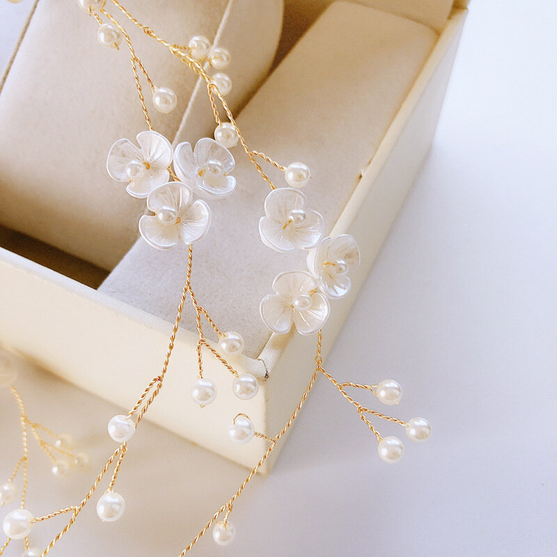 Kristall Stirnbänder Hochzeit Haarschmuck handgemachte Blumen perle Strass Haarschmuck 50cm für Braut Mädchen