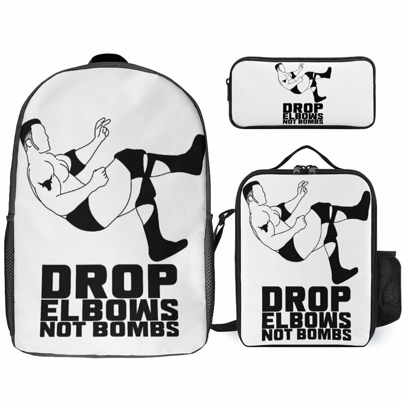 Wrestling For Sale Durable Cozy Pencil Case 3 in 1 Set 17 Inch Backpack Lunch Bag Pen Bag Picnics Top Quality