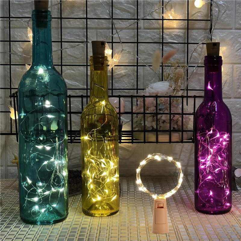 1/3/5/10pcs LED string lights rame Silver Wire Fairy Light Garland Bottle Stopper per Glass Craft Wedding Christmas Decoration