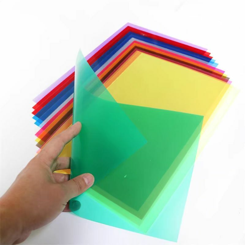 Foglio di plastica trasparente A4 acetato PVC colorato Gel filtrante leggero foglio rigido traslucido pellicola trasparente spessore 0.3mm studente fai da te