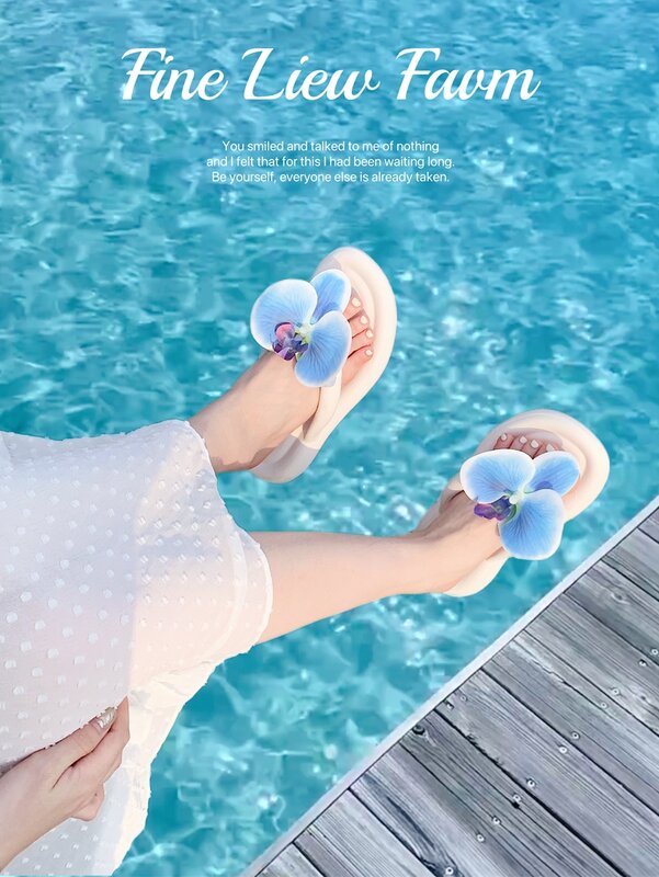 Women Beach Flip Flops Butterfly Orchid Herringbone Slippers For Summer Beach Vacation Beach Shoes, Fashionable Clip On