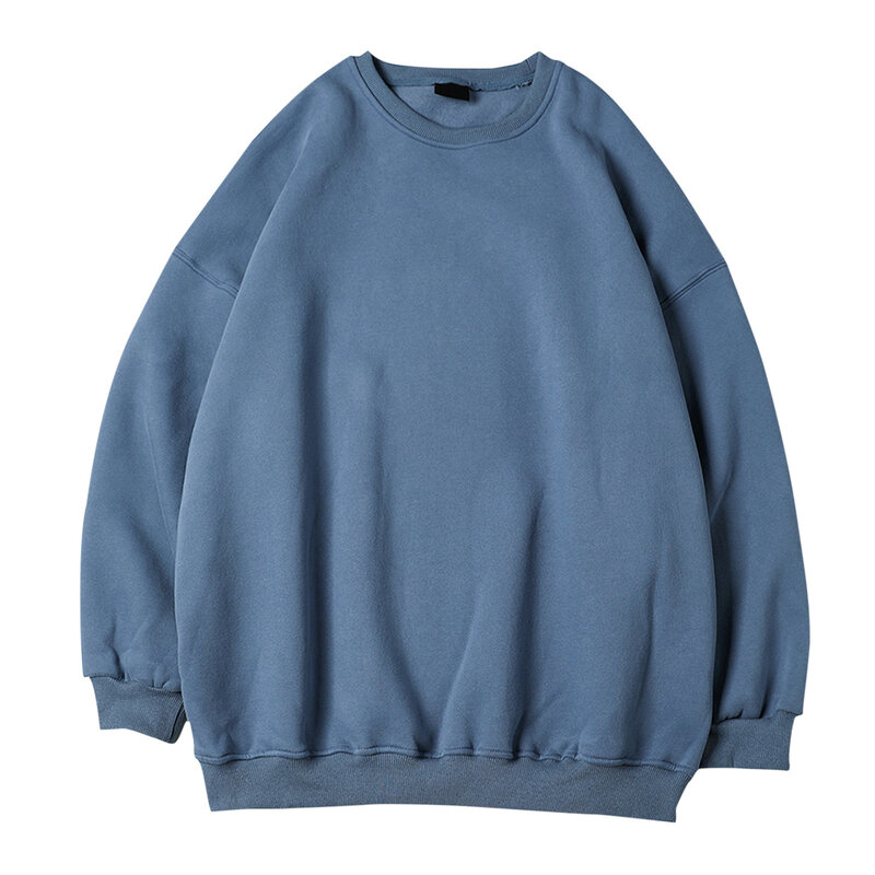 Harajuku Sweatshirts Men's 2023 Autumn Korean Solid Color Fleece Oversized Pullovers Casual O Neck Basic Tops Hip Hop Streetwear