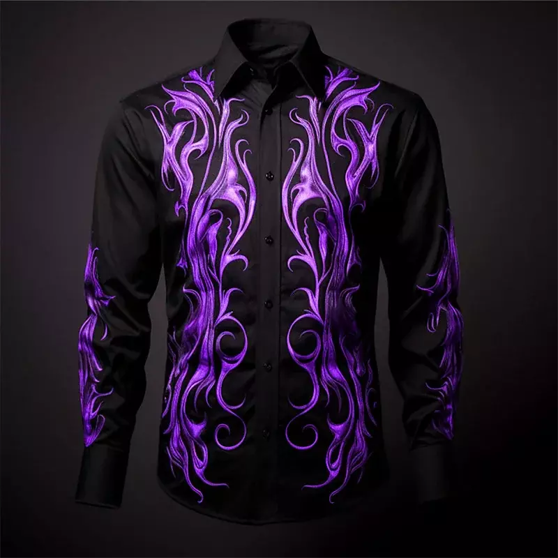 Men's Shirts Gothic Casual Party Dinner Suit Button Lapel Men's Luxury Men's Tops Soft and Comfortable Material 2024 New Style