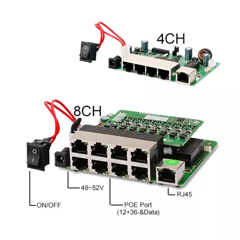 Active Fast POE Hectobit Switch com Alimentação Interna, Monitor de Segurança, Câmeras, 10.100 Mbps, 6/10 Portas, 52V, 48V