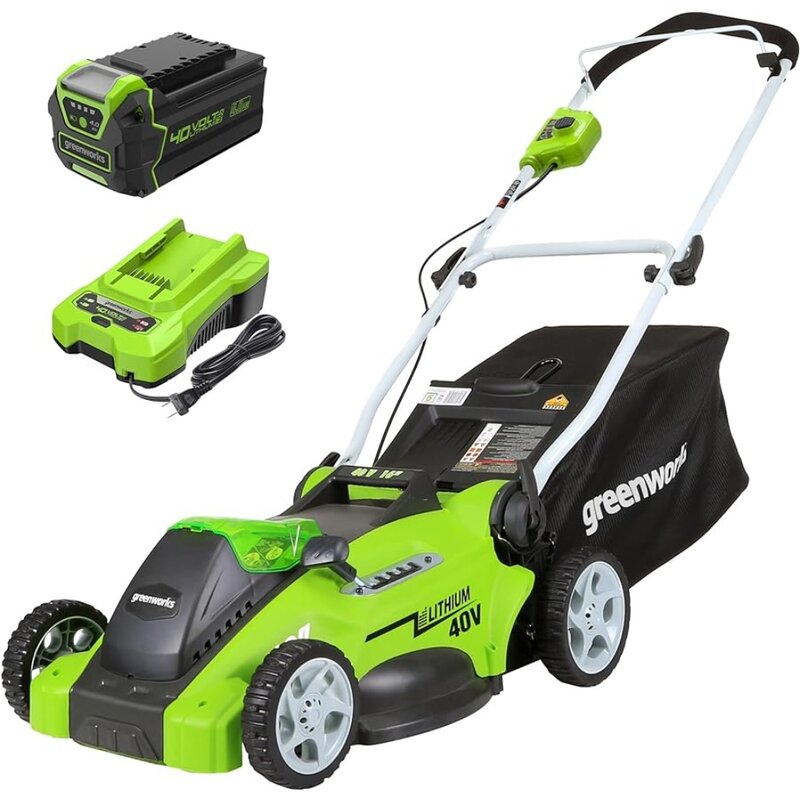 Greenworks-コードレスプッシュ芝刈り機、40v、16 "、75互換ツール、4.0ahバッテリーおよび充電器が含まれています