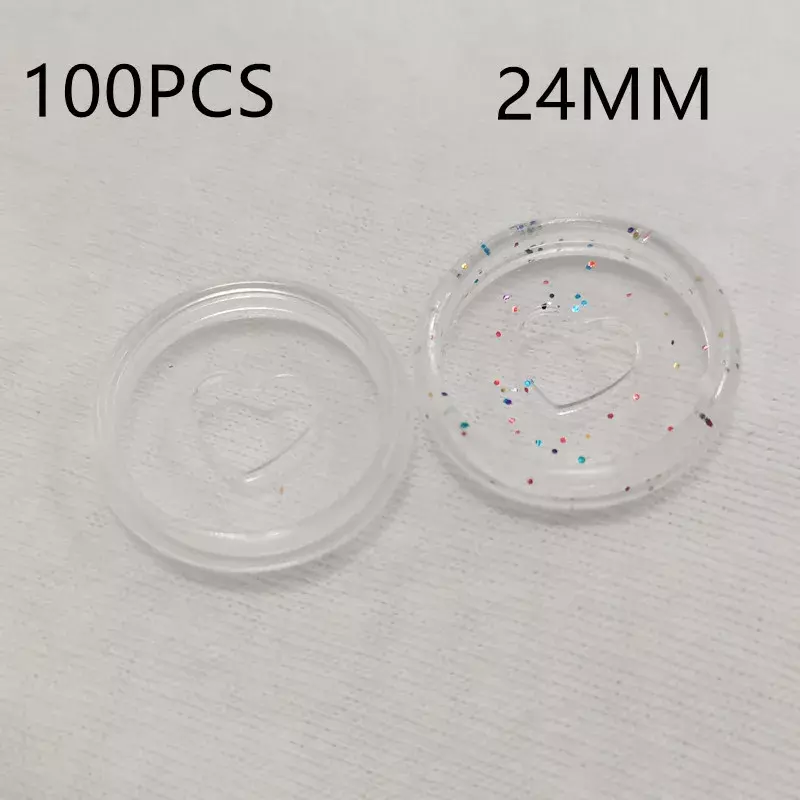 100PCS24MM สมุดโน้ตพลาสติกใสมีห่วงผูกรูปเห็ดทรงหลวมมีรูกระดุมผูกทำจากพลาสติกสีเจลลี่