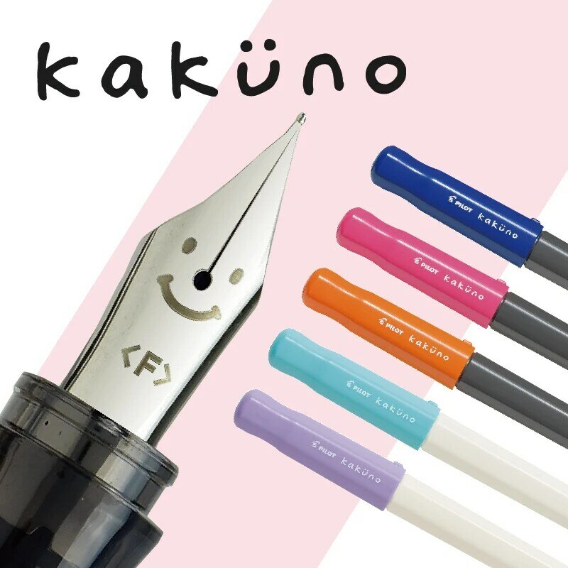 PILOT KaKuno-Smile Face Fountain Pen, FKA-1SR, Con-40 Converter, Escrita suave, Papelaria, Material Escolar, Caixa de presente do escritório