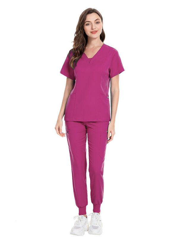 ผู้หญิงขัดชุดพยาบาลอุปกรณ์เสริมทางการแพทย์ชุด Slim Fit โรงพยาบาลทันตกรรมคลินิก Workwear เสื้อผ้าผ่าตัดโดยรวมชุด