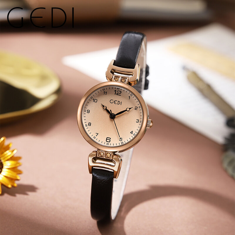 Relógio de quartzo de couro fino feminino, feminino, relógio de pulso impermeável feminino, simples, marca de luxo, moda