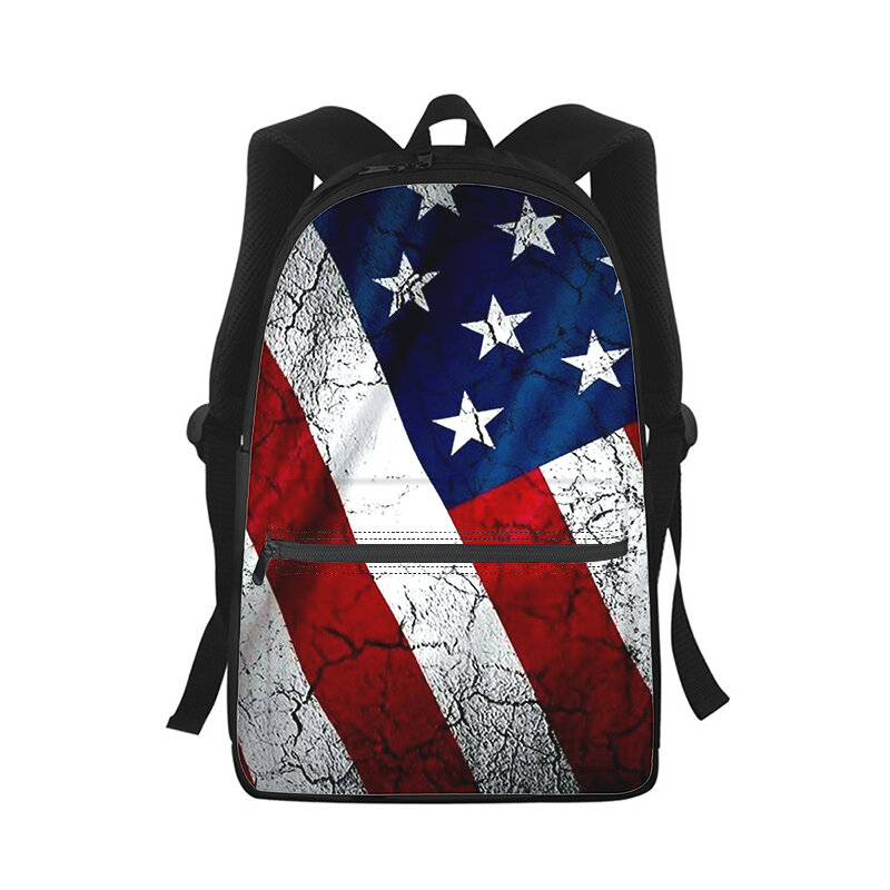 Рюкзак с американским флагом США для мужчин и женщин, модная школьная сумка с 3D принтом для студентов, детский дорожный ранец на ремне