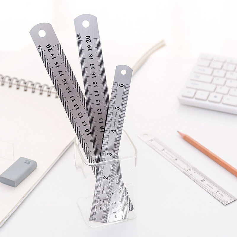 1Pcs Straight Ruler 15/20/30cm Stainless Steel School Geometry Math Office Design Draw Metal Thick Srong Laser Scale