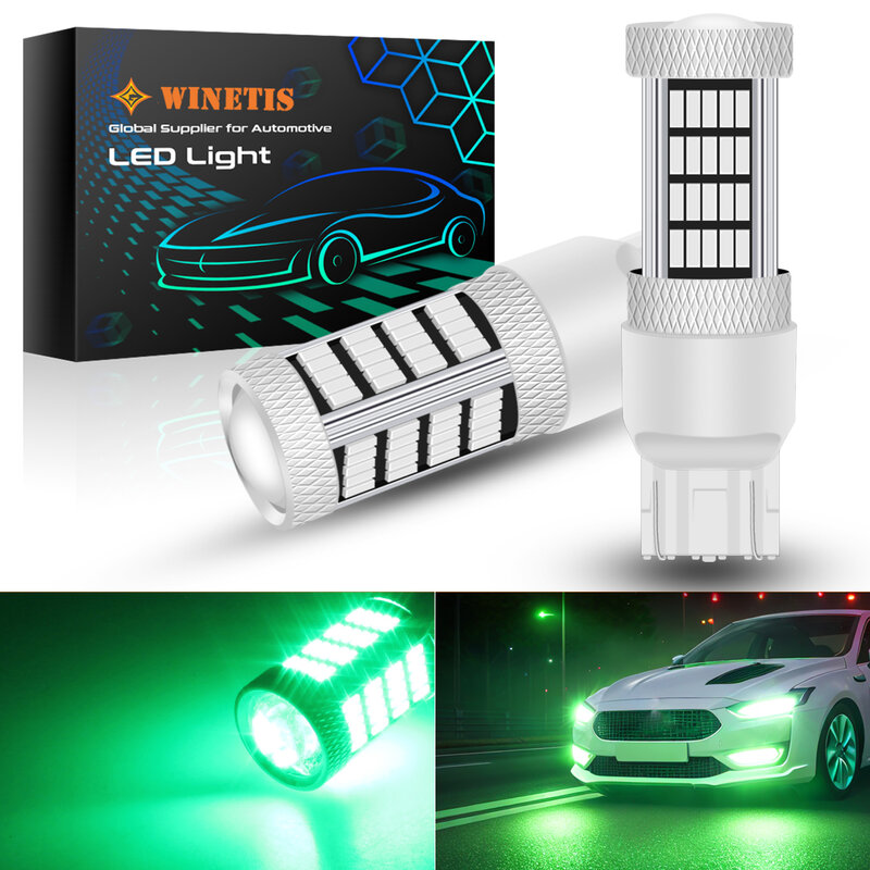 Winetis 2X LED Daytime Running Signal Lights Bulb 7443 7440 T20 7440A Bright 2000K Green 7441 7444 7444NA W21W LED DRL Bulbs