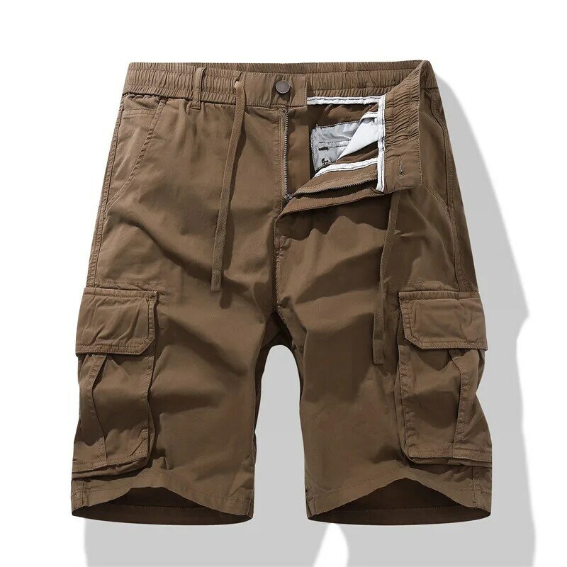 Pantalones cortos de algodón con múltiples bolsillos para hombre, Shorts Cargo informales de alta calidad, cintura elástica militar, talla 4XL, novedad de verano
