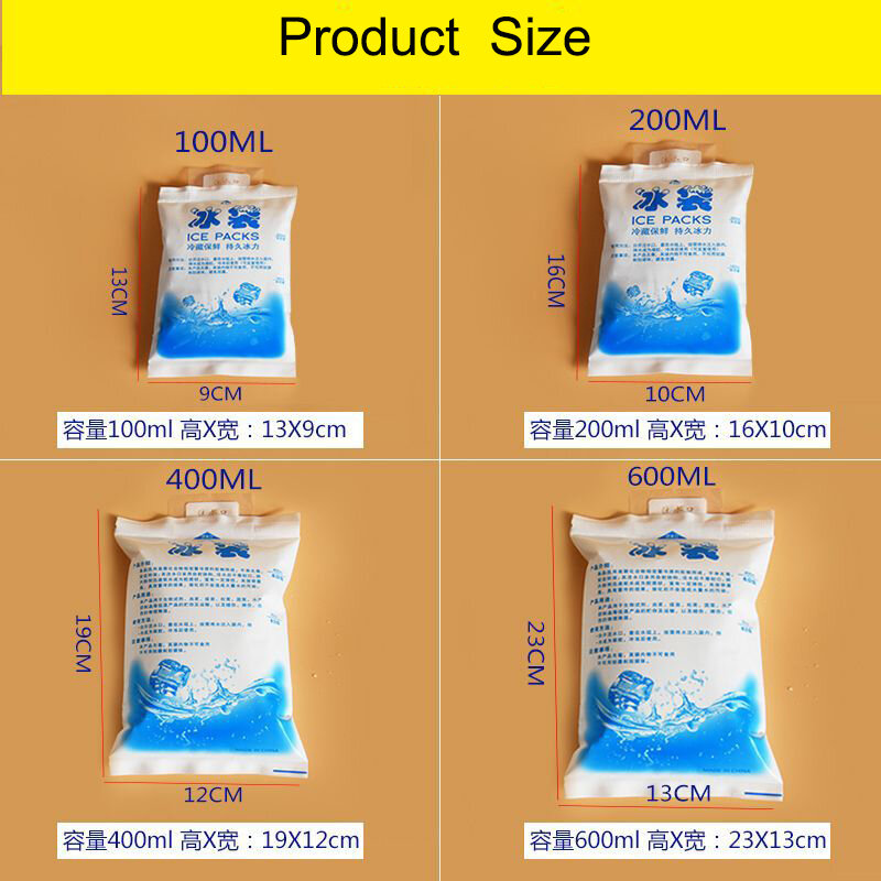 50pcs/Lot 400ML Reusable Ice Bag Essential Cooling in Summer Thermal Cooler Bag Outdoor Insulated Cold Ice Pack for Food