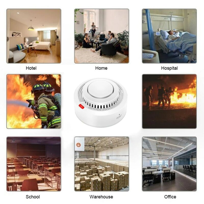 Détecteur de fumée WiFi Tuya Zigbee, système de sécurité domestique intelligent, alarme de Protection contre l'incendie, application Smart Life, informations Push