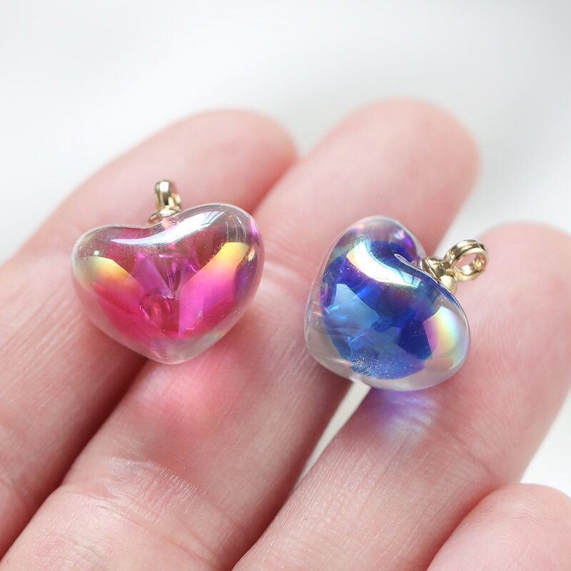 10Pcs 18x19mm AB Color Heart Acrylic Charms Pendants for Necklace Earrings Keychain Pendant DIY Jewelry Making Accessories