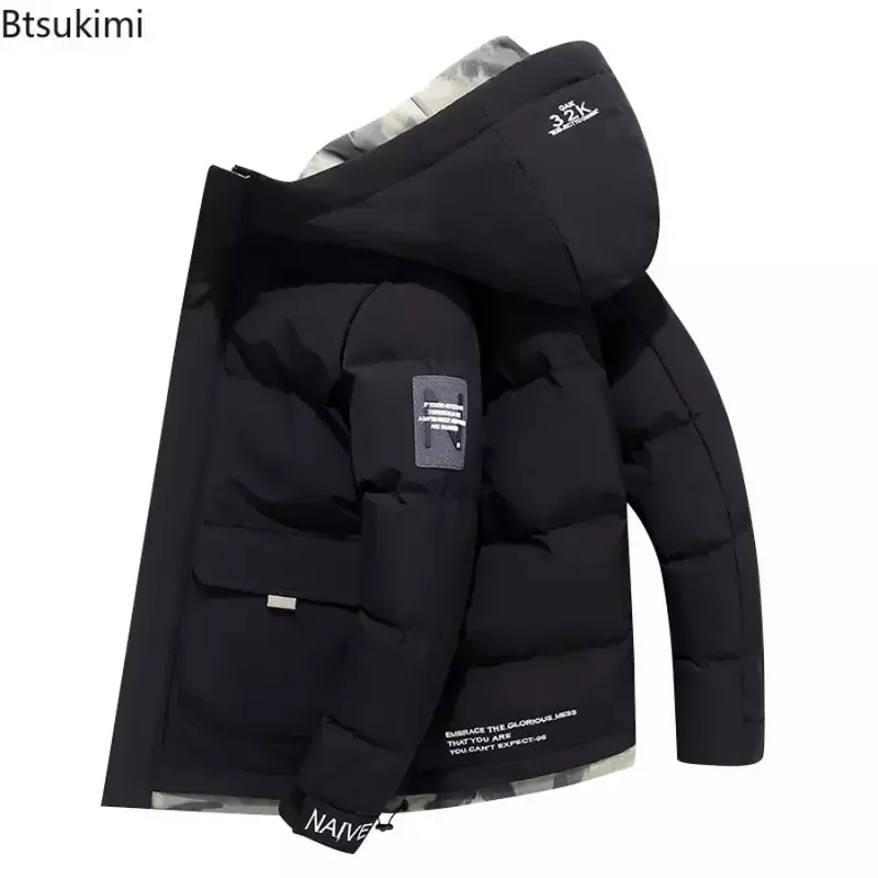 2024Autumn Winter Jacket Men with Hood Cotton Padded Parka Jacket Men Korean Fashion Streetwear Thick&Warm Casual Coats Size 5XL