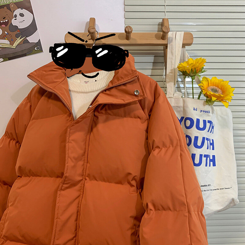 Casaco de poliéster acolchoado monocromático feminino, jaqueta de inverno, streetwear, Parkas quentes, roupas femininas, 2023
