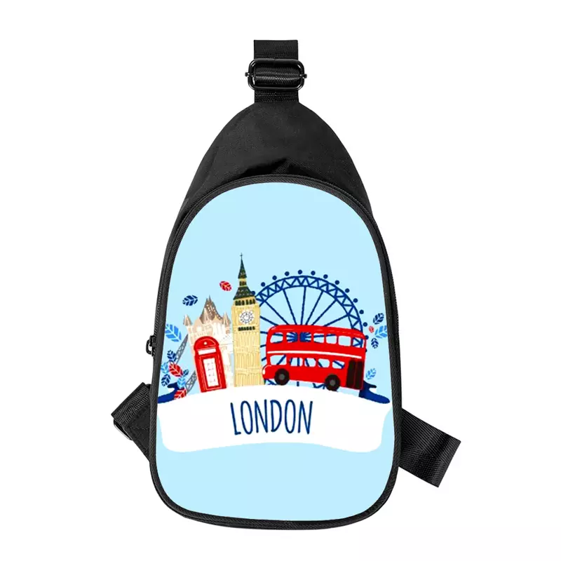 Bolsa Peito de desenho 3D para homens e mulheres, eu amo Londres, eu amo Londres, bolsa de peito cruzada, bolsa de ombro, marido, escola, saco de cintura masculino, novo