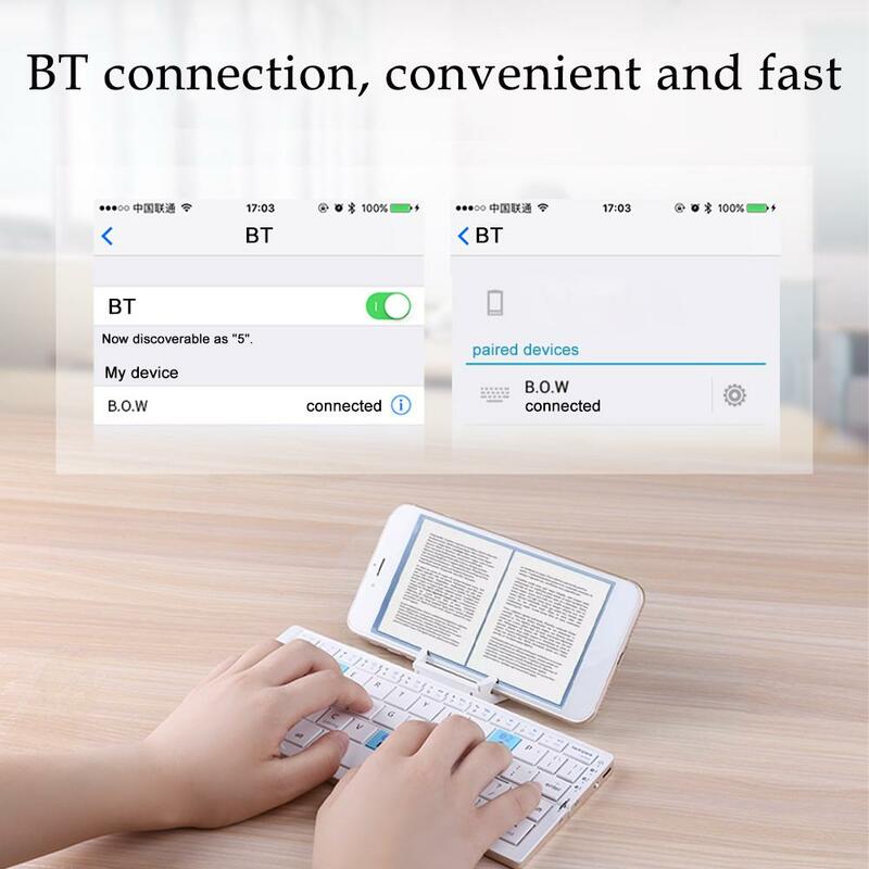 Складная Беспроводная Bluetooth клавиатура для планшетов, компактный легкий портативный складной держатель для телефона, клавиатура для IOS, Android