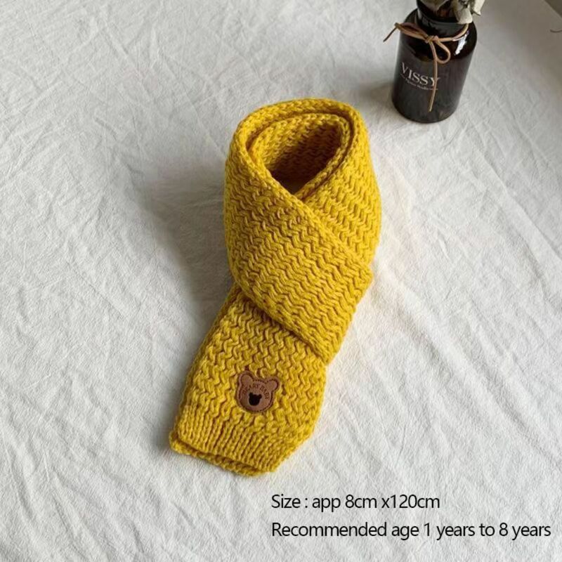 Милый детский шарф высокого качества однотонный осенне-зимний сохраняющий тепло шарф вязаный шейный воротник для детей