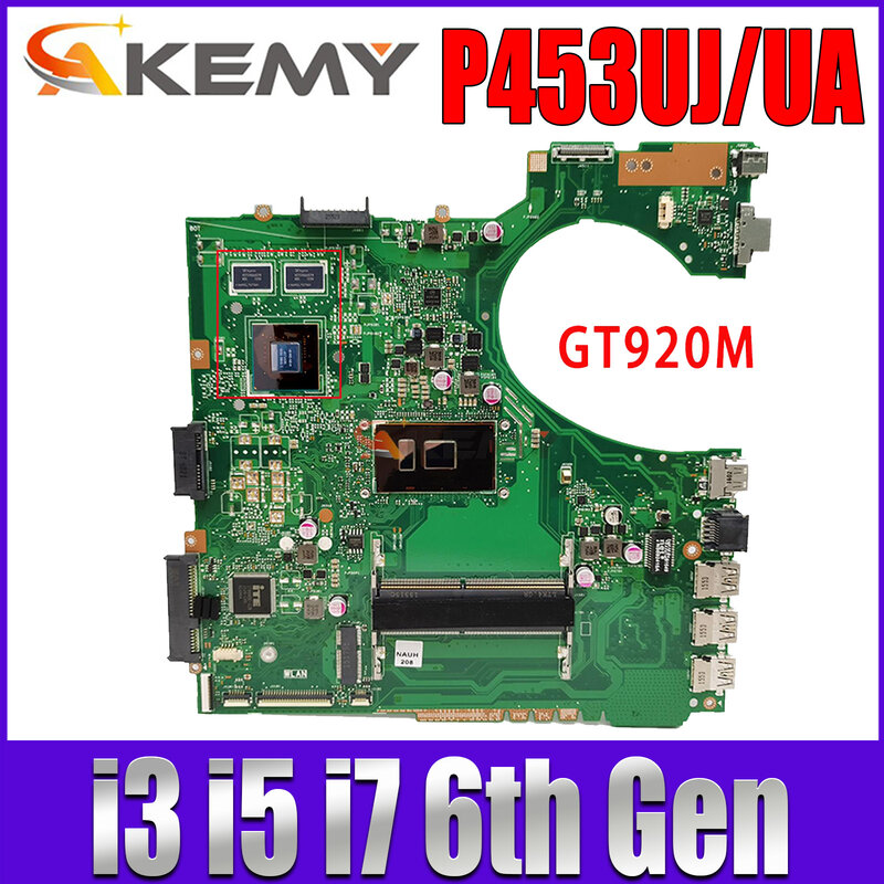 โน้ตบุ๊คเมนบอร์ดสำหรับ ASUS P453UJ PRO453U PE453U PX453U P453UA P453U แล็ปท็อป CPU เมนบอร์ด I3 I5 I7 GT920M/UMA หลักบอร์ด