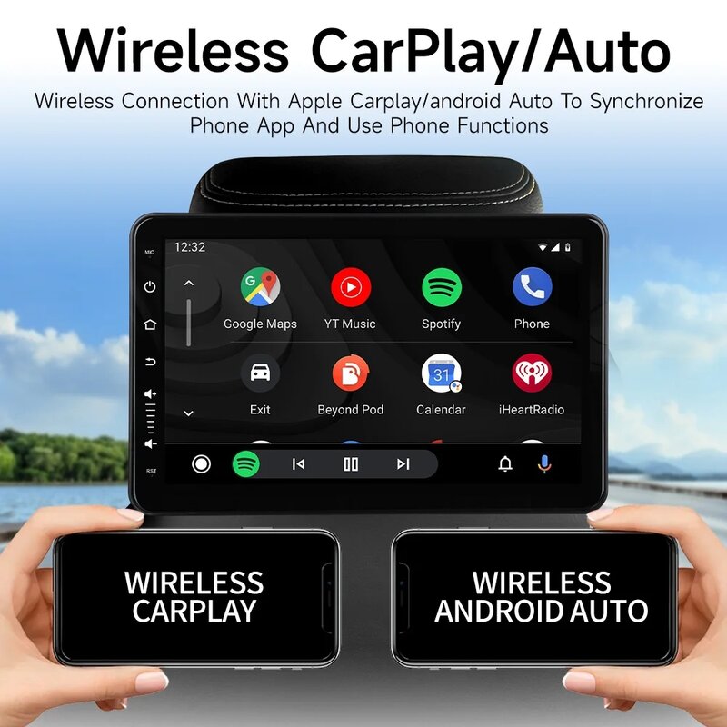 JIUYIN Monitor zagłówka samochodowego Ekrany tabletu Bezprzewodowy CarPlay Android Auto Tylne siedzenie Odtwarzacz TV FM Bluetooth HD Touch 4G Wifi