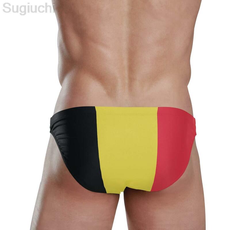Bikini Sexy con bandera nacional de Bélgica para hombre, ropa de baño atlética para playa, pantalones cortos deportivos, 2023