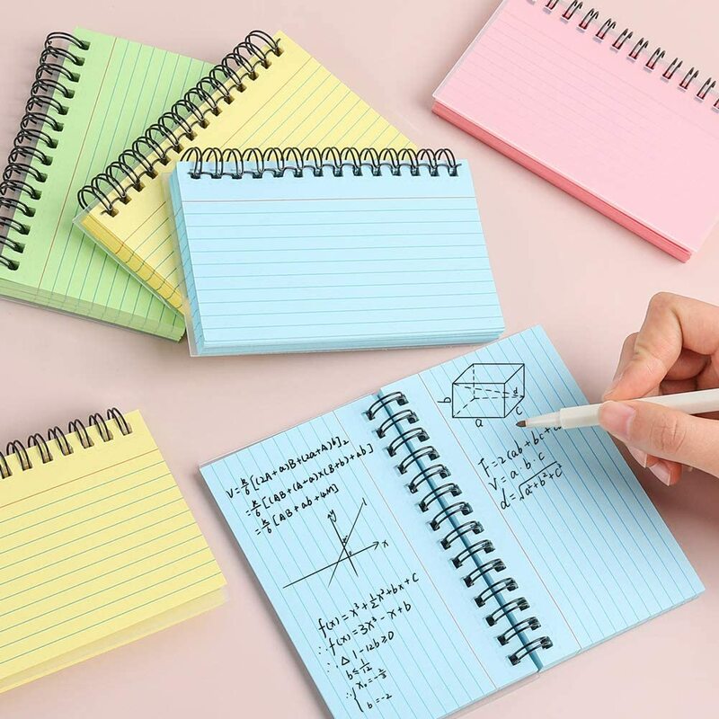 Cuaderno de espiral Multicolor, Bloc de notas adhesivas de oficina, Bloc de notas para hacer lista, 50 hojas