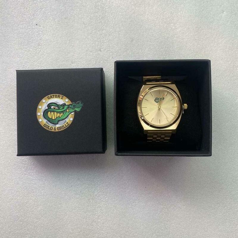 New Gold Unisex Style Wrist Quartz Watch Custom Brand Logo Or Photo Stainless Steel Band Japan Movement Wholesale