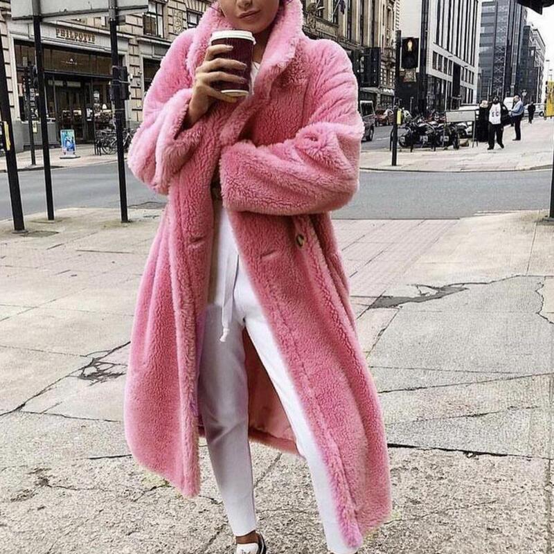 Chaqueta larga de felpa para mujer, abrigo sexy de manga larga, ropa de invierno